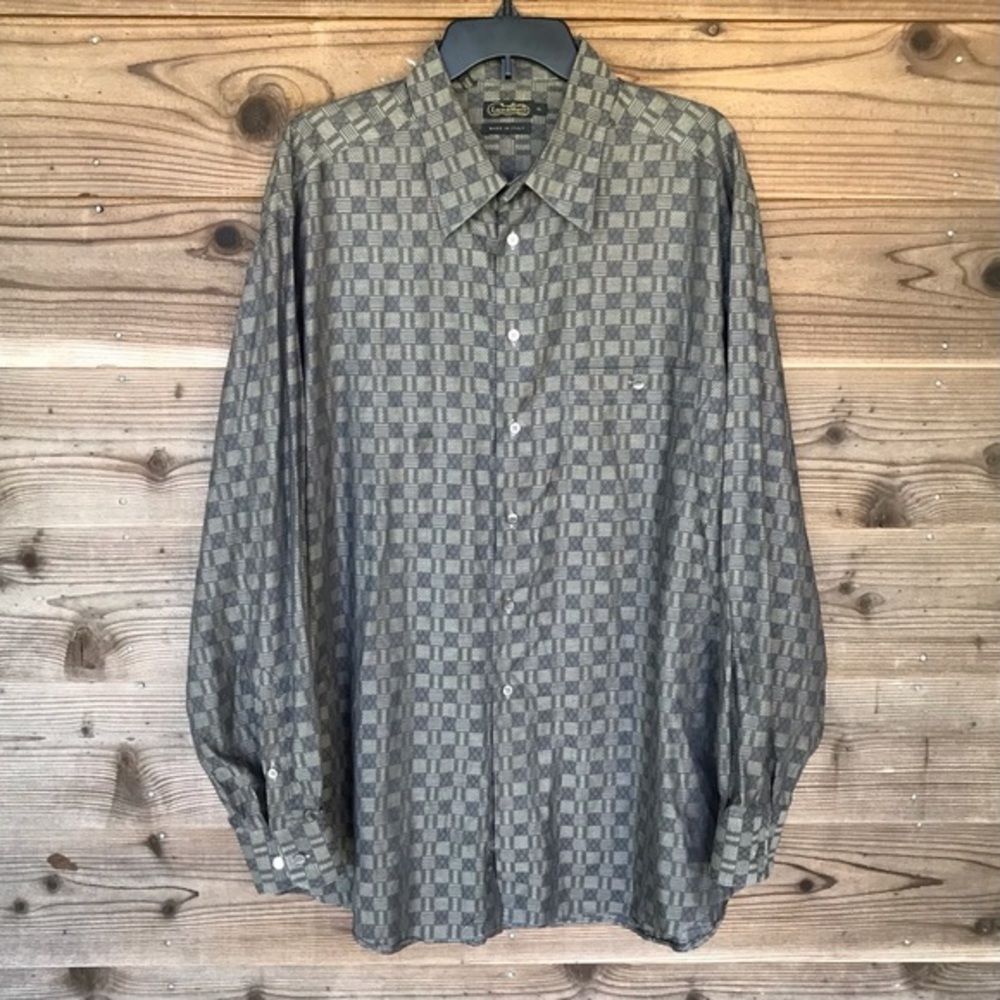 Luca diMarco Long Sleeve Checkerboard Button Down Shirt Size XL